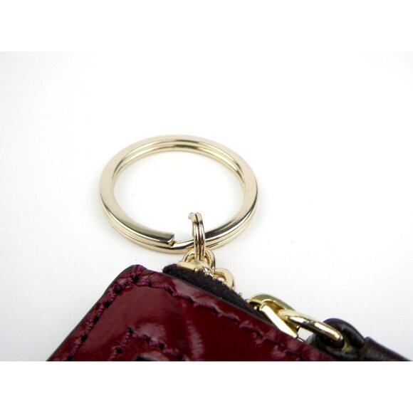 Dooney & Bourke Burgundy Quilted Leather Keychain Wallet Card Holder With Zipper - Picture 10 of 16